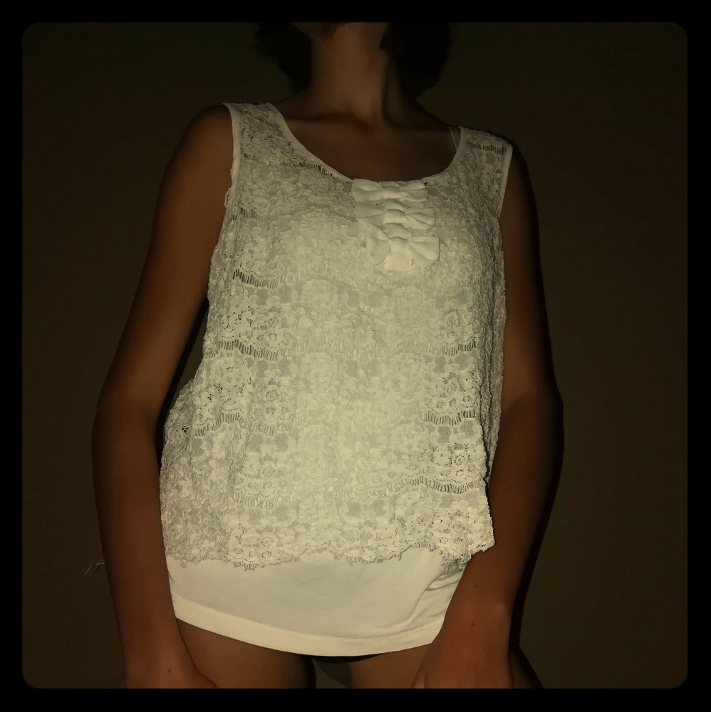 Forever 21 White All Lace Tank Top